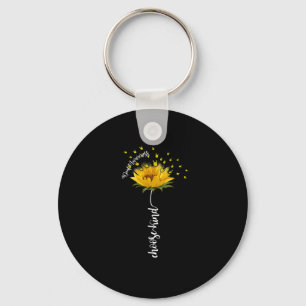 Awareness Sunflower Choose Kind Yellow Ribbon Asl  Key Ring