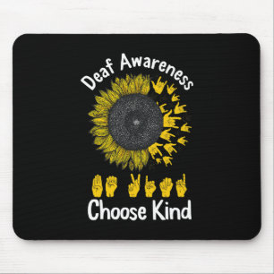 Awareness Sunflower Choose Kind Yellow Ribbon Asl  Mouse Pad
