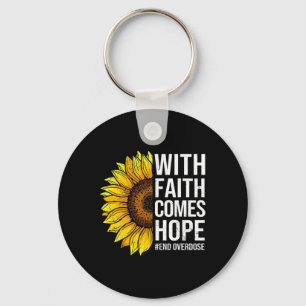 Awareness Sunflower With Faith Comes Hope Key Ring