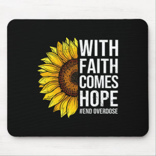 Awareness Sunflower With Faith Comes Hope Mouse Pad