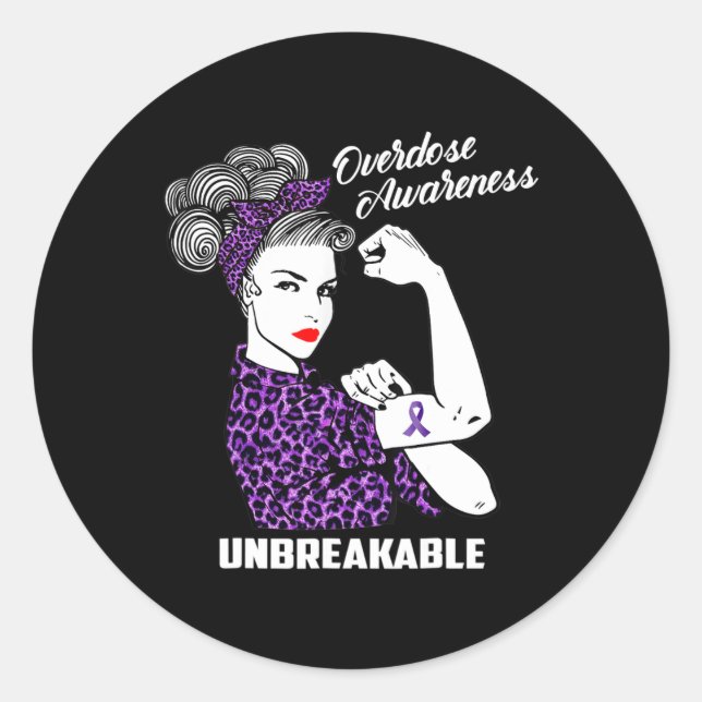 Awareness Support Fighting Women Warrior Leopard  Classic Round Sticker (Front)
