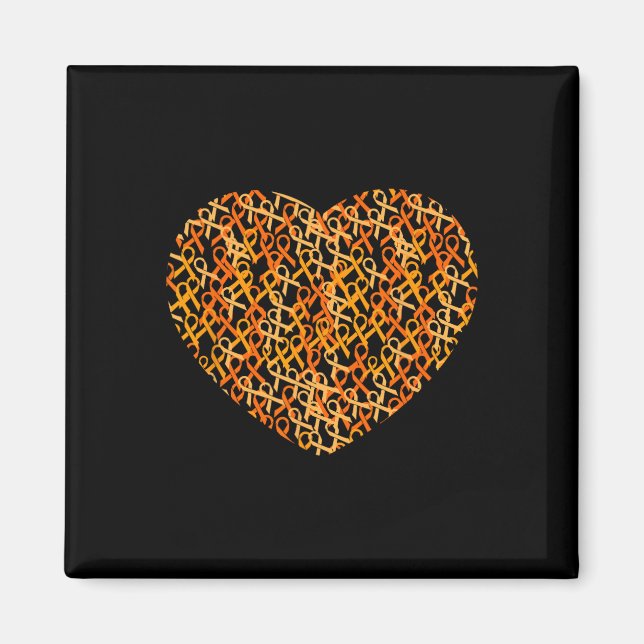 Awareness Support Orange Ribbon Heart  Magnet (Front)