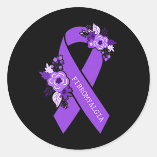Awareness Support Purple Ribbon Pocket Size Classic Round Sticker