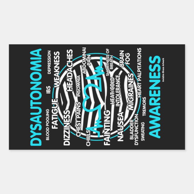 Awareness/Symptoms...Dysautonomia Rectangular Sticker (Front)