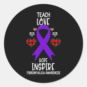 Awareness Teach Ribbon Love Hope Inspire Classic Round Sticker