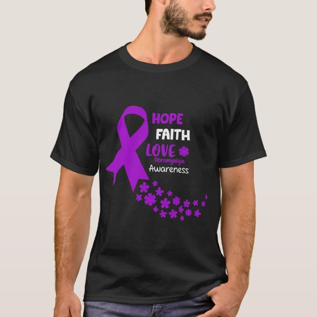 Awareness Tee Hope Faith Love Fibromyalgia Awar  (Front)