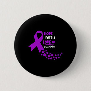 Awareness Tee Hope Faith Love Fibromyalgia Awar  6 Cm Round Badge