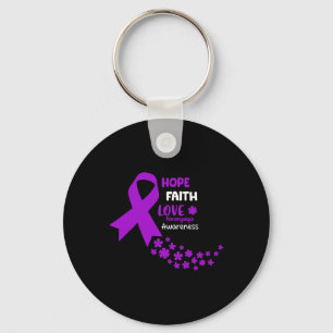 Awareness Tee Hope Faith Love Fibromyalgia Awar  Key Ring
