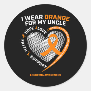Awareness Uncle Men's Women's Kids Leukaemia Classic Round Sticker
