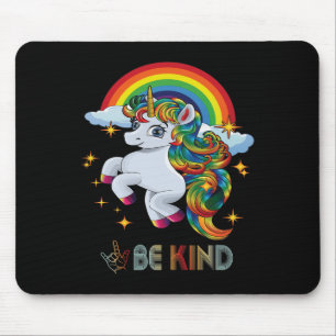 Awareness Unicorn Be Kind Asl Love Sign Language G Mouse Pad