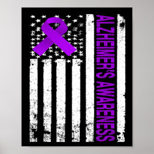 Awareness - Usa Flag Purple Ribbon Poster