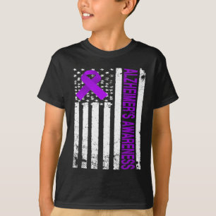 Awareness - Usa Flag Purple Ribbon T-Shirt
