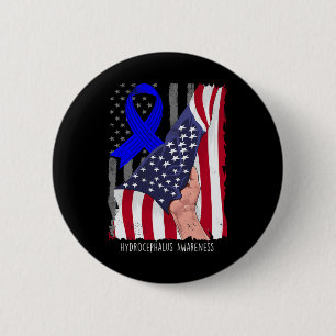Awareness Vintage American Flag Blue Ribbon 6 Cm Round Badge