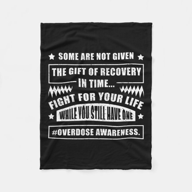Awareness Warrior Addiction Survivor Support Fight Fleece Blanket (Front)