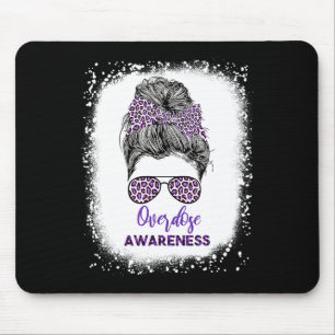 Awareness Warrior Messy Hair Bun Purple Ribbon 1  Mouse Pad