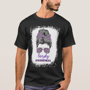 Awareness Warrior Messy Hair Bun Purple Ribbon 1  T-Shirt