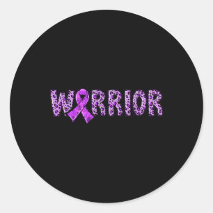 Awareness Warrior Purple Ribbon Leopard Print 1  Classic Round Sticker