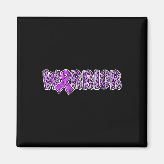 Awareness Warrior Purple Ribbon Leopard Print  Magnet (Front)