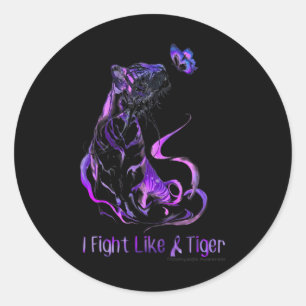 Awareness Warrior Ribbon I Fight Like A Tiger  Classic Round Sticker