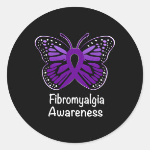 Awareness Warrior Support Purple Ribbon 2 Classic Round Sticker