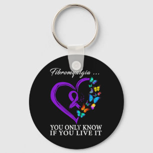 Awareness Warrior Support Purple Ribbon 3  Key Ring