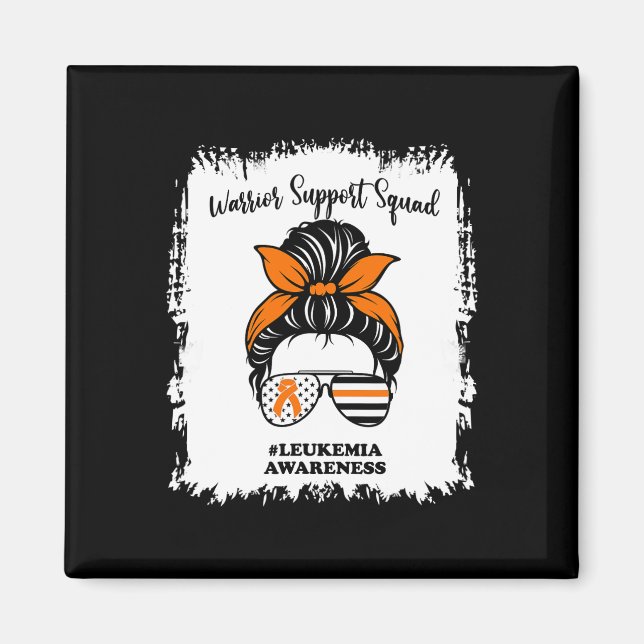 Awareness Warrior Support Squad Messy Bun Matching Magnet (Front)
