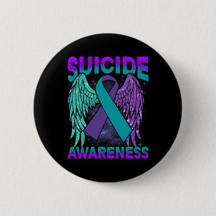 Awareness Wings And Ribbon Suicide Prevention 1  6 Cm Round Badge