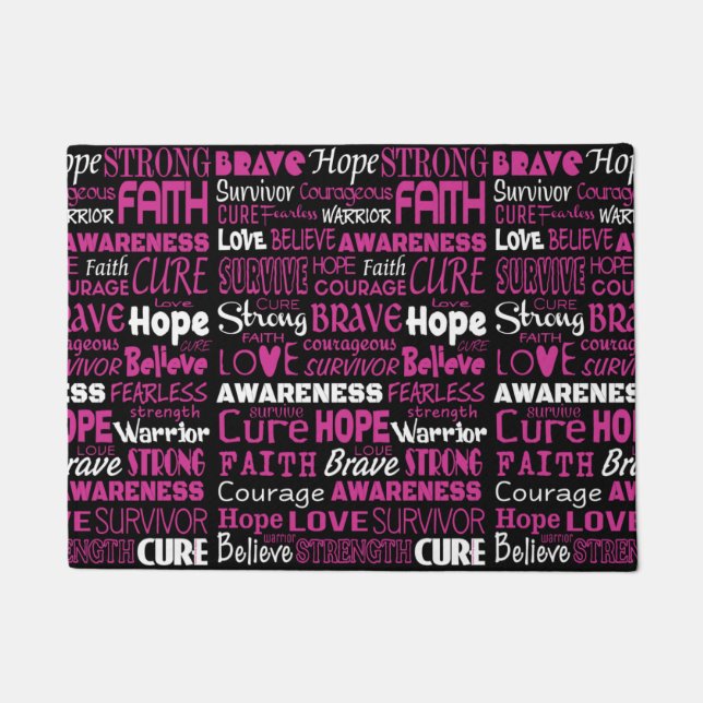 Awareness Words...Breast Cancer Doormat (Front)
