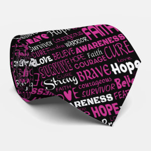 Awareness Words...Breast Cancer Tie