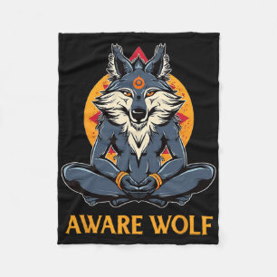 Awarewolf Aware Wolf Yoga Meditation Namaste Yogi Fleece Blanket