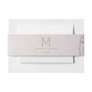 Awash Elegant Watercolor Blush Wedding Monogram Invitation Belly Band