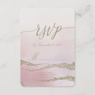 Awash Elegant Watercolor in Blush Wedding RSVP Card