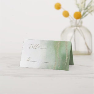 Awash Elegant Watercolor in Foliage Table Number Place Card