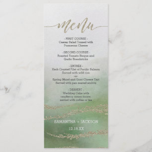 Awash Elegant Watercolor in Foliage Wedding Menu