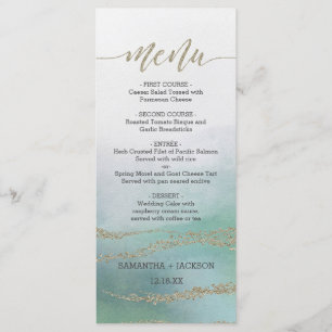 Awash Elegant Watercolor in Ocean Wedding Menu