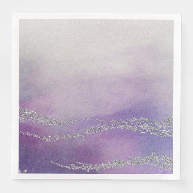 Awash Elegant Watercolor in Orchid Purple Wedding Napkin (Front)