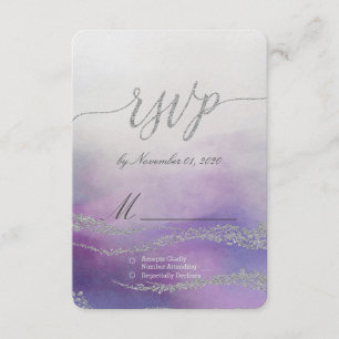 Awash Elegant Watercolor in Orchid Wedding RSVP Card