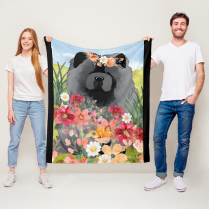 AWASH IN LIGHT Black - Blue Chow Dog Fleece Blanket