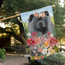 AWASH IN LIGHT Black - Blue  Chow Dog house flag