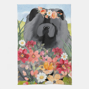 AWASH IN LIGHT Black - Blue Chow Dog Tea Towel