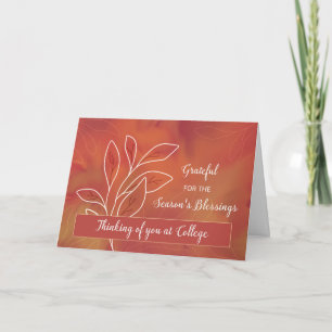 Away at College Thanksgiving Warm Watercolor  Card