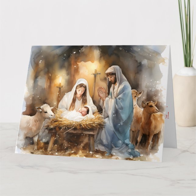 Away In A Manger Christmas  Card (Front)