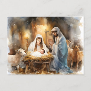 Away In A Manger Christmas Holiday Postcard
