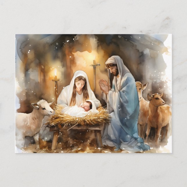 Away In A Manger Christmas  Holiday Postcard (Front)