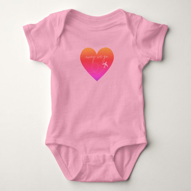 Away We Go Travel Ombre Heart Girls Shirt (Front)