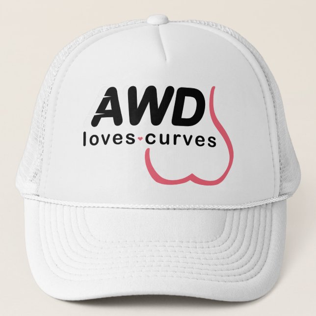 AWD Loves Curves Pink Trucker Hat (Front)