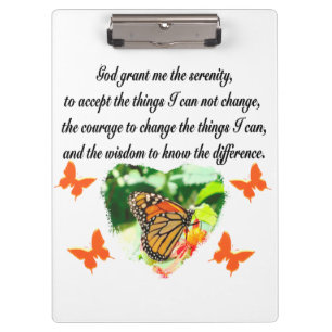 AWE INSPIRING BUTTERFLY SERENITY PRAYER PHOTO CLIPBOARD