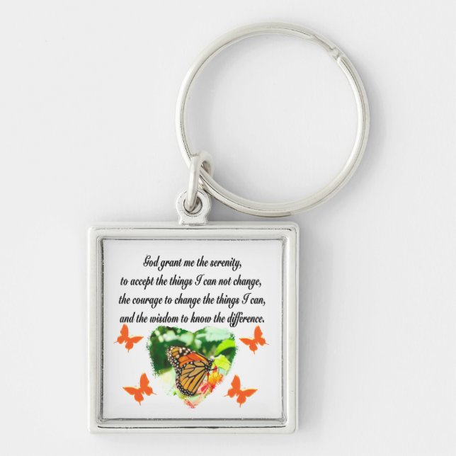 AWE INSPIRING BUTTERFLY SERENITY PRAYER PHOTO KEY RING (Front)