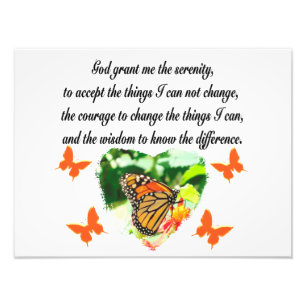 AWE INSPIRING BUTTERFLY SERENITY PRAYER PHOTO PRINT