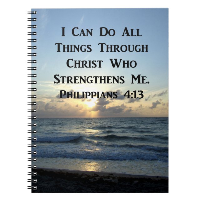 AWE-INSPIRING PHILIPPIANS 4:13 SCRIPTURE VERSE SPIRAL NOTEBOOK (Front)